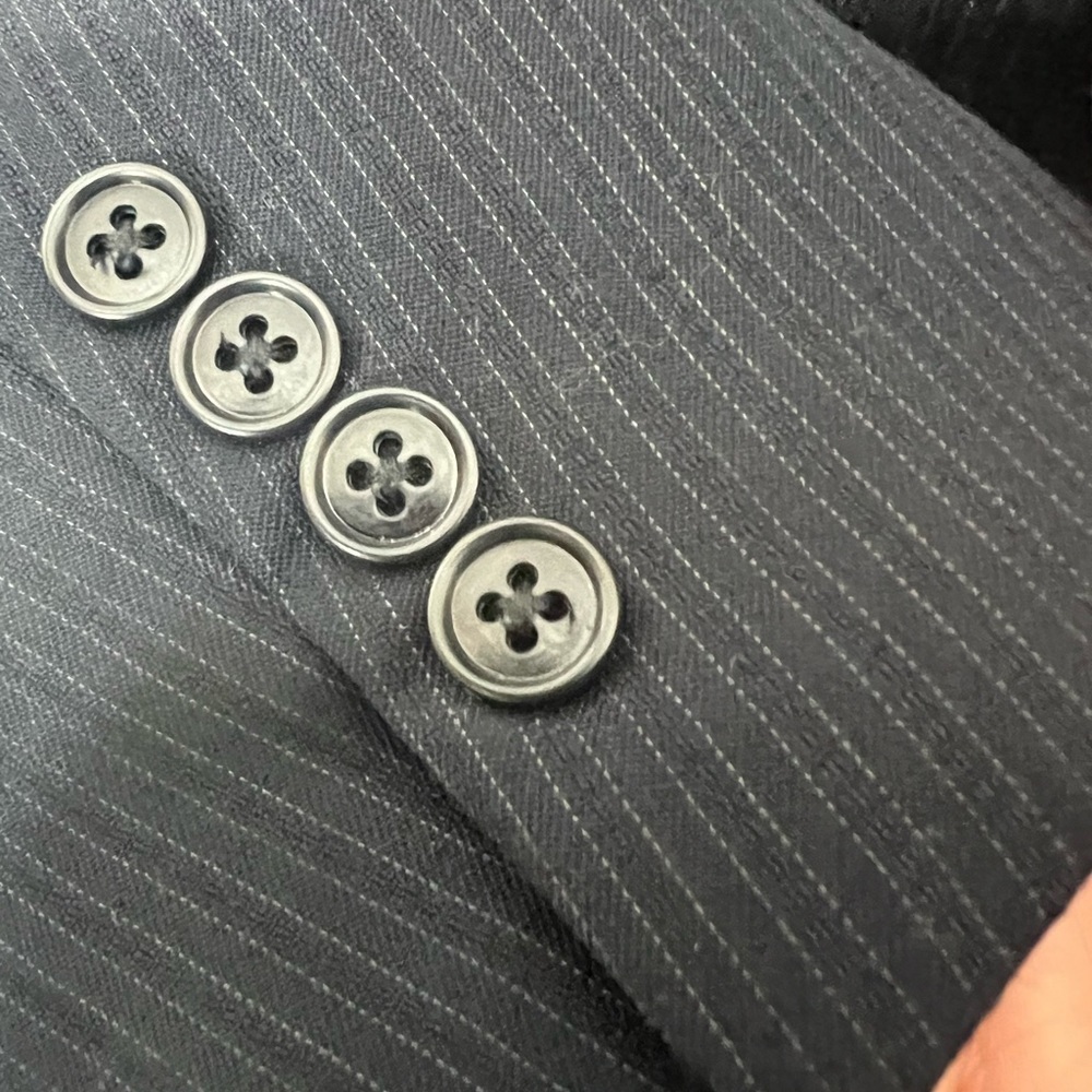 LINEA UOMO MENS DRESS BLAZER 100% WOOL SIZE 42R PINSTRIPE NAVY BLUE AM☑️ - Picture 9 of 11